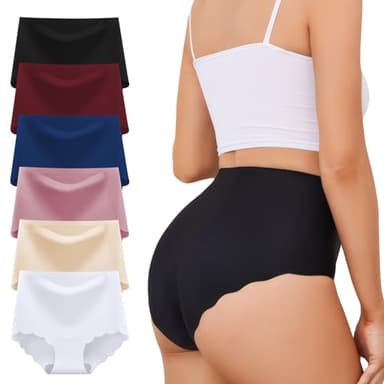 TDONE Lot de 6 slips sans coutures pour femme - Sans coutures - Taille moyenne à haute - En soie glacée - Respirants et sexy, multicolore, L