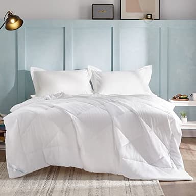 WAVVE Couette Été 150GSM en Microfibre, Édredon Lit 2 Personnes 240x260 cm, Edredon Toutes Les Saisons pour Lit 200x200, Grand Chaud Légère Garnissage 150g/m², 260x240 Blanc