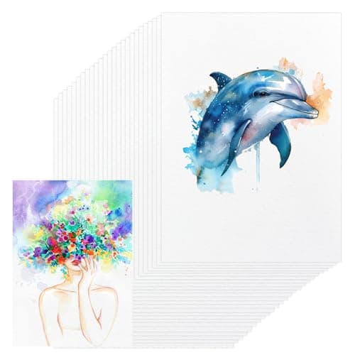 70 Feuilles Papier Aquarelle A6 300 g,Papier Aquarelle Coton Watercolor Paper Feuille Aquarelle，cartes postales vierges, papier aquarelle blanc,pour aquarelle, dessin et lettrage(15,1 x 10,1cm)