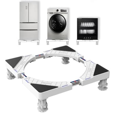 DEWEL Base de Réfrigérateur Support de Machine à Laver pour Frigo Lave-linge Sèche-linge Largeur Réglable 45-65cm Charge 300 kg avec l'Effet de Réduiction du Bruit