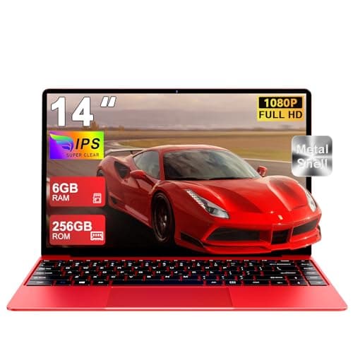 NOTODD Ordinateur Portable 14 Pouces Win11 256Go SSD Soutien Extension 1TB,Pc Portable Celeron N4020 Pas Cher FHD 1080 5G WiFi BT4.2 inclut Souris sans Fil&AZERTY Clavier Couverture-Rouge