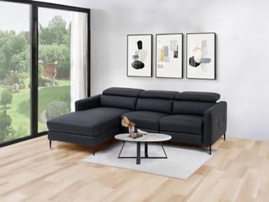 Vente-unique - Canapé d'angle Gauche Relax électrique en Cuir Noir FUSETA