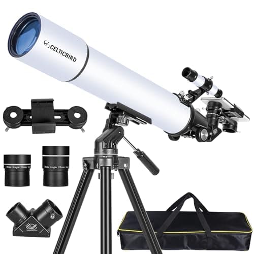 CELTICBIRD Télescope 80 mm, Ouverture 800 mm pour Adultes débutants en Astronomie – Télescope réfracteur astronomique Portable entièrement Multicouche à Haute Transmission, Monture AZ (80900) (80800)