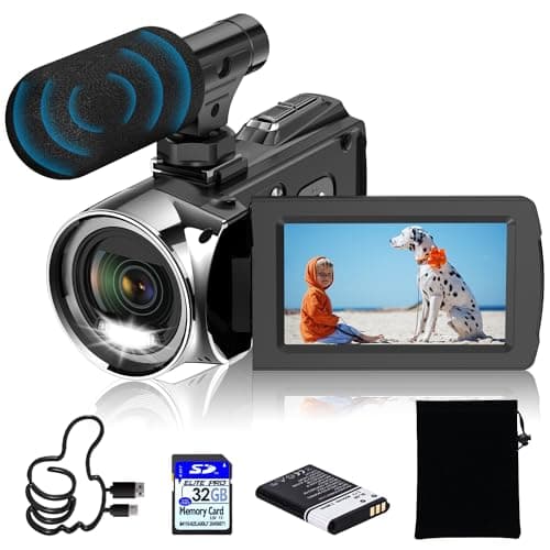 Windancy 4K Camera Video Camera Ultra HD 1080P Video Recording Camera for Youtube, 18X Digital Zoom 3 inch IPS 270° Rotating Screen Camera with Microphone