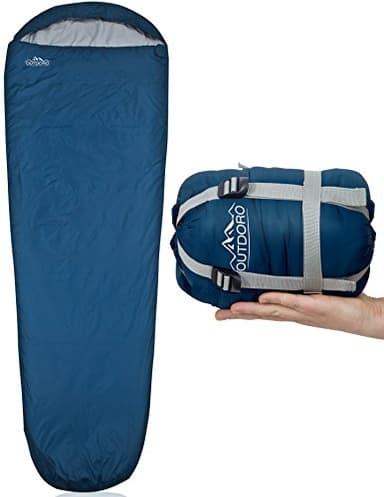 Outdoro Sac de couchage ultra léger, 800 g, petite taille, léger, fin et chaud, sac de couchage d'été idéal pour homme, femme, adulte (bleu)