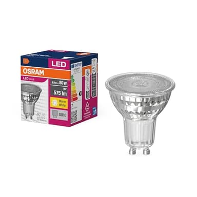 OSRAM LED Star Value Ampoule PAR16 à réflecteur LED avec culot GU10 GL 575 lumens, blanc chaud (3000K), remplacement des ampoules à incandescence conventionnelles de 80 W, non graduable