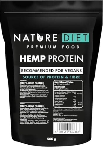 Nature Diet Protéine de Chanvre | 500 g | Protéine Végétale en Poudre | Riche en Fibres | Vegan, Sans Gluten & Sans Lactose | Idéale pour Smoothies, Shakes & Pâtisserie