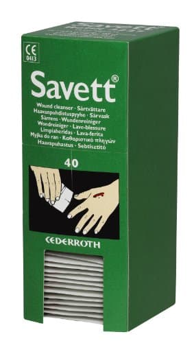 SALVEQUICK Nettoyant pour plaies stériles 11 x 12 cm - Contenu : 40 chiffons