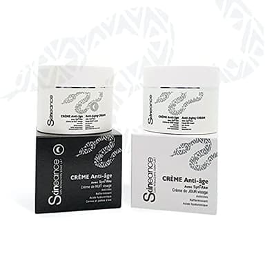 SKINEANCE – Duo crème jour et nuit au venin de serpent – Actifs anti-âge - Réduit les rides d'expression, les ridules, les poches et les cernes - 2 x 50ML