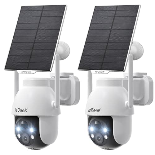 ieGeek 2K Camera Surveillance WiFi Exterieure sans Fil - 360° PTZ Camera Exterieur sans Fil Solaire Vision Nocturne Couleur, Détection Humaine PIR, Audio Bidirectionnel, IP66, ZY C2 (Blanc-2)