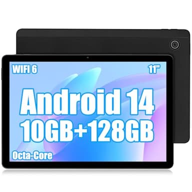 Ainmel Tablette 11 Pouces, Android 14 Tablette with Octa Core 2.0GHz Processor, 10GB RAM 128GB ROM 1TB TF, 5G+2.4G WiFi 6, 8+5MP Dual Camera, 6800 mAh Batterie, Bluetooth 5.0 Noir