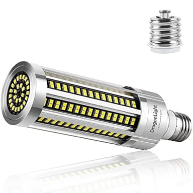 54W Ampoule LED ultra lumineuse sans ventilateur (remplace 400W) – Ampoule LED E27 avec adaptateur E40 – 6000K blanc froid 6,500lm pour éclairage de territoire, garage, atelier, éclairage de route