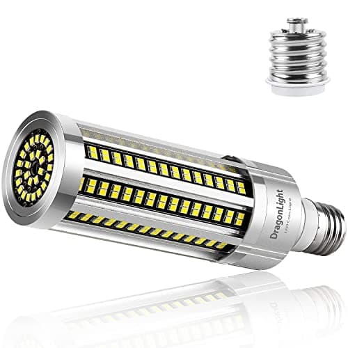 Ampoule LED ultra lumineuse 60W sans ventilateur (remplace 500W) – Ampoule LED E27 avec adaptateur E40 – 6000K blanc froid 7,200lm pour éclairage de territoire, garage, atelier, éclairage de route