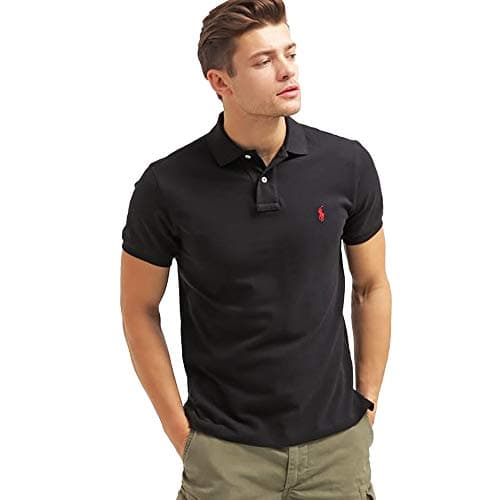 Ralph Lauren Polo piqué coupe ajustée, Noir , XL