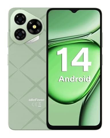 Ulefone Note 19 Smartphone Pas Cher, 6Go + 32Go/TF 512Go Telephone Portable Écran 6.56" HD + Android 14, Batterie de 5000mAh Caméra 8MP Téléphone Portable Pas Cher, 4G Double SIM/GPS/Face ID-Vert