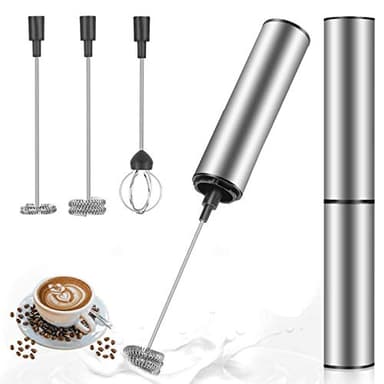 MOSUO Mousseur à Lait Électrique, Mousseur de Lait Rechargeable USB et Mini Batteur avec Dual Fouet Tête, Mélangeur Acier Inoxydable pour Café Crème Cappuccino Latte Cocktails Jus