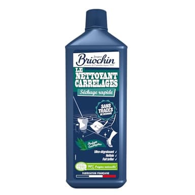 JACQUES BRIOCHIN - Super Nettoyant Carrelage - Séchage Rapide - Sans Traces - Ultra Dégraissant - Parfum Eucalyptus - 96.6% d'Ingrédients d'Origine Naturelle - Ecocert - Fabrication Française - 1L