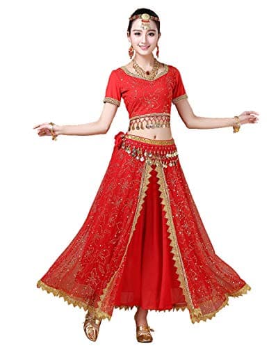 Grouptap Bollywood Lehenga Choli Indian Femmes Anarkali Saree Dames Mariage Partie Designer Blouse Danse Robe Rouge Costume Lengha (Rouge, 152-172 cm, 45-70 kg)