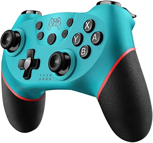 Diswoe UPGRADE Manette pour Switch, Manette sans Fil pour Switch 2/Lite/OLED, Contrôleur pour S-witch Pro avec ONE KEY WAKE UP/CAPTURE D'ÉCRAN/Turbo Adjustable/Vibration Réglable/ 6 Axes (Bleu)