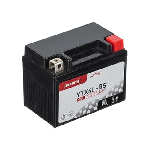 Accurat batterie moto YTX4L-BS Gel 12V 5ah 113x70x85 mm – Batterie de Démarrage Haute Performance Sans Entretien, Résistante aux Vibrations, Batterie Quad