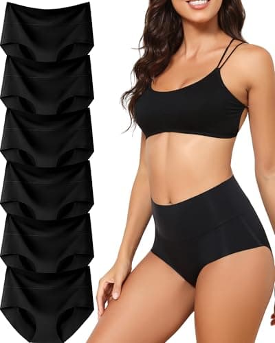 Levao Lot de 6 Culottes sans Couture Femmes Taille Haute Slips Invisibles sous-vêtements Doux Elasticité Hipster Bikini Culottes Multiple S-XXL