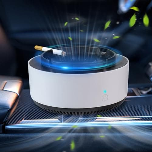 2 En 1 Cendrier Avec Purificateur d'Air - Cendrier Électronique Intelligent Anti Odeur, Cendrier Aspirateur De Fumée, Cendrier Sans Fumée Multifonctions Portable avec Filtre pour la Maison, Voiture