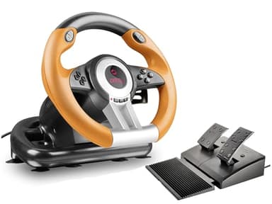 Speedlink DRIFT O.Z. Volant de course - volant de voiture jeux USB pour PC/ordinateur, volant pc avec levier de vitesse, avec retour de force, noir-orange