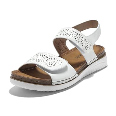 JOMIX Sandales Sport Femme avec Scratch Sandales Femme été Chaussures de Randonnée Femme Confortable pour Extérieur Plage (Blanc, 39)