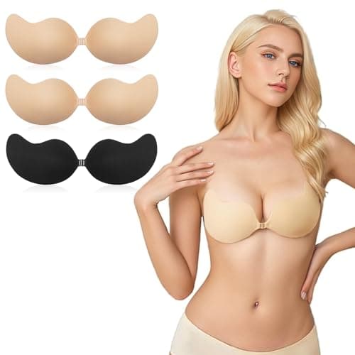 flintronic Soutien Gorge Adhesif, Soutien Gorge Dos Nu Invisible, 3 Paires Soutien Gorge sans Bretelle Réutilisable pour Les Robes de Soirée Robes de Mariée