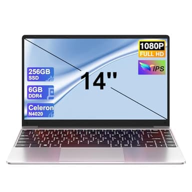 NOTODD Ordinateur Portable,6 Go RAM+256 Go Soutien Extension SSD 1TB Celeron N4020 Win11 PC Portable 14 Pouces 2.4+5G WiFi Mini HDMI USB BT4.2 Souris sans Fil & AZERTY Membrane-Argent