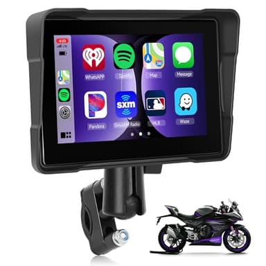 Rimoody Carplay Moto, 7 Pouces Stéréo de Voiture Portable à HD Écran Tactile, IP67 Étanche avec Android Auto Airplay/Android Cast/Bluetooth/EQ/SD/Commande Vocale/AUX/USB