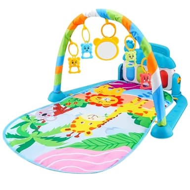 Tapis D'éveil Et De Jeux Bébé Pour Nouveau-né Avec Musique Et Lumières, Tapis D Éveil Piano, Tapis Musical D Éveil Pour Bébé 3 À 12 Mois, Tapis D'éveil Bébé Avec Jouet Suspendu Pour Garçons Et Filles