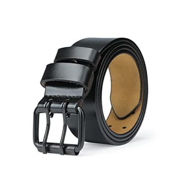 TEAMMAO Ceinture Homme Cuir Buffle 110CM-180CM Grande Taille Double Pin Boucle Ceinture Jeans Travail Ceintures 3,8 CM Large avec Boîte Cadeau.(Noir,Taille 88-93cm(Longueur ceinture 110cm))