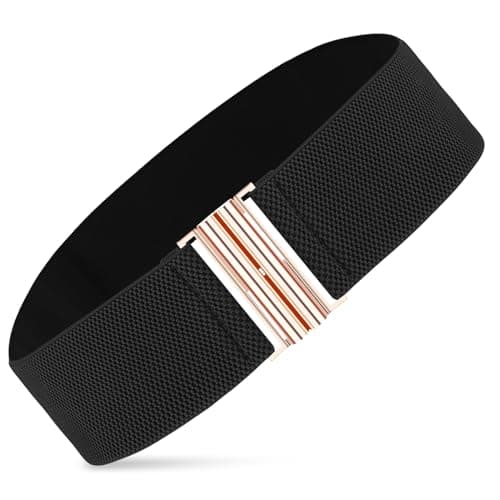 Andibro Large Ceinture Élastique pour Femmes, Extensible pour Dames Robe Boucle Vintage Cinch Ajustable (Noir)