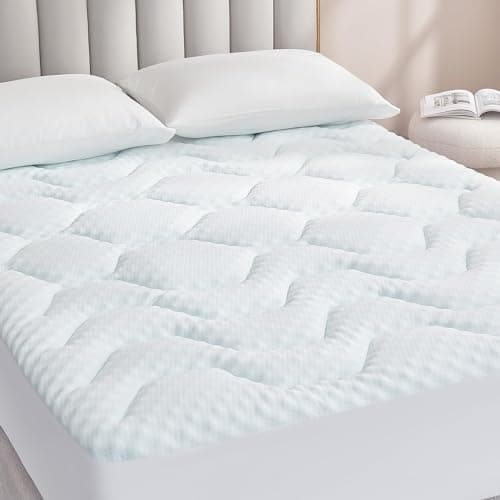 EHEYCIGA Surmatelas 160 x 200 Memoire de Forme, Fibre de Rafraichissant sur Matelas 2 Personnes 160x200 avec Poche Extra Profonde, Blanc