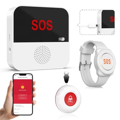 Appareil d'Alarme Chunhee pour Personnes Âgées - Système Adapté aux Personnes Âgées, Handicapées et aux Personnes en Difficulté de Mobilité. Bracelet d'Alarme pour Usage Domestique (Ensemble D)