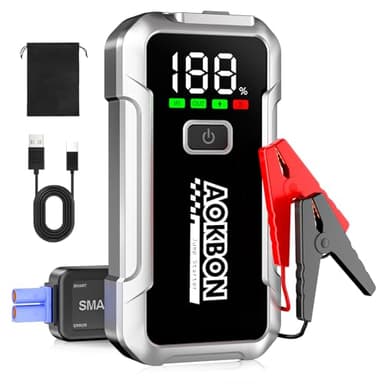 AOKBON Booster Batterie 4000A Démarreur Voiture (jusqu'à 8L Essence ou 6L Diesel) Jump Starter 12V avec Lampe LED Écran LCD Pince Intelligente Protection Multiple pour 12V Auto Moto Camion SUV