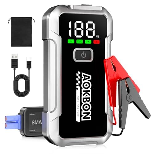 AOKBON Booster Batterie 4000A Démarreur Voiture (jusqu'à 8L Essence ou 6L Diesel) Jump Starter 12V avec Lampe LED Écran LCD Pince Intelligente Protection Multiple pour 12V Auto Moto Camion SUV