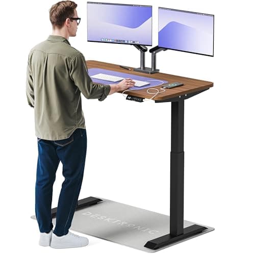 Desktronic Bureau Assis Debout Électrique 120x60cm - Bureau Réglable en Hauteur à Moteurs Électriques Doubles - Commande Tactile - USB - Mémoire - Plateau Bois Européen - Table Assis-Debout