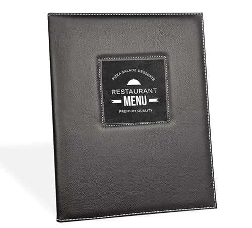 Protège Menu Restaurant à fenêtre A4 Haute Qualité Porte Menu de Table Cuir Synthétique Noir