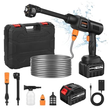 Nettoyeur Haute Pression sans Fil Portable, 600 PSI, 21V, Batterie Rechargeable, 6 Buses, pour Voiture, Sol, Mur, clôture