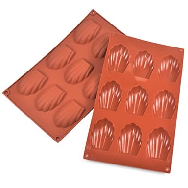 2 Pièces Moule à Madeleine, Moule de Cuisson Madeleines à 9 Trous, Moulle Madeleine Silicone, Madeleines Plaque à Pâtisserie Antiadhésifs pour Gâteau/Pudding/Chocolat/Ge