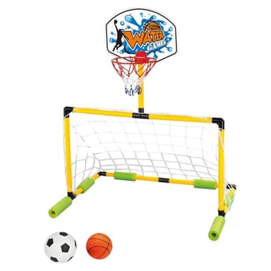 Xweptuy Cerceau de Basket-Ball Flottant pour Piscine, But de Football 2 en 1 ＆ Cerceau Basket-Ball Piscine, But détachable avec 2 balles pour Enfants et Adultes