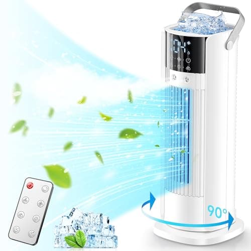 Climatiseur Mobile 5 en 1- Climatisation Portable,Rafraichisseur d'air Silencieux,90° Oscillation,4 Vitesses 2 Brumisation Avec 700ml,Télécommande, Applicable Chambre & Bureau