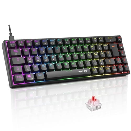 The G-Lab - Keyz Titanium - Clavier Gaming 65% AZERTY, USB - Clavier Mecanique Switch Rouge - RGB 100% Personnalisable, Anti-Ghosting, Macros programmables - pour PC, PS4, PS5, Xbox - New (Noir)