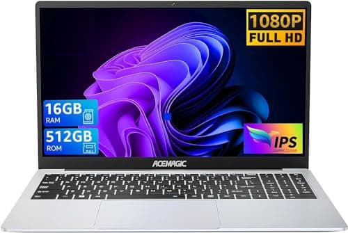 ACEMAGIC PC Portable 15.60 Pouces Ordinateur Portable(Alder Lake N97 Jusqu'à 3.60 GHz Dépasser N95, 16 Go DDR4, 512 Go SSD, Intel UHD Graphics), Laptop Gris avec WiFi 2.4&5G, HDMI, BT5.0, USB 3.2