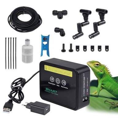 CPROSP Brumisateur Terrarium Reptile, Système de Brumisation avec Minuterie et Buse est Réglable à 360°, Humidificateur Terrarium pour Les Reptiles Amphibiens, Plantes et Fleurs