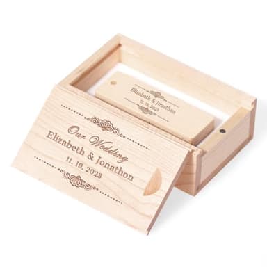 Clé USB Personnalisée Coffret Cadeau en Bois Massif Clé USB Flash Drive 3.0 Idée Cadeau pour Mariages, Anniversaires, remises de diplômes (Lace, 16 Go)