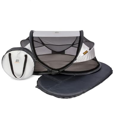 Deryan lit Parapluie Bébé avec Matelas - pour Depuis la Naissance Jusqu'à 2,5 Ans - Pop Up Tente pour Bébé Montée en 2 Secondes - Moustiquaire & Sac de Voyage Inclus - 120x75x50cm (Argent)