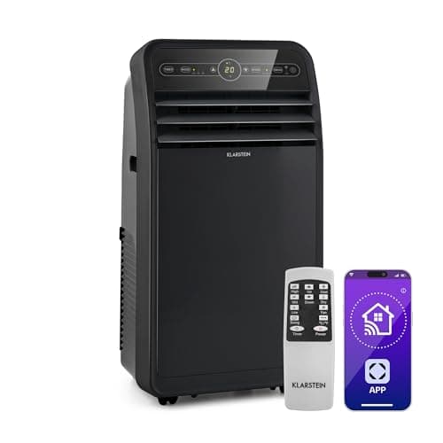 Klarstein Climatiseur Mobile Silencieux, Smart Climatiseur 4 en 1, Mode Nuit, Déshumidificateur, Ventilateur, Mini Climatisation à Faible Conso, Evacuation, Clim Portable, 12000 BTU, Climatiseurs